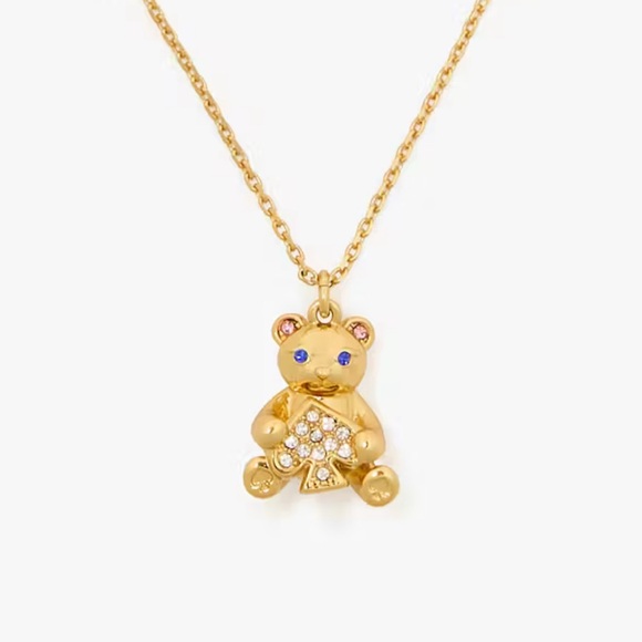 Kate Spade NWT Oh What Fun Spade Teddy Bear Pendant - Picture 1 of 8